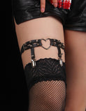 Leather Adjustable Stud Punk Leg Loop Garter Clip