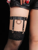 Leather Adjustable Stud Punk Leg Loop Garter Clip