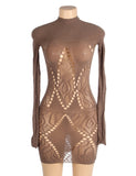 Brown Sexy Long Sleeves Bodystocking Egypt