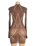 Brown Sexy Long Sleeves Bodystocking Egypt