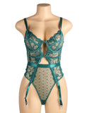 Sexy Egypt Embroidery Lace Hollow Suspender Bodysuit