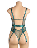 Sexy Egypt Embroidery Lace Hollow Suspender Bodysuit