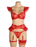 Sexy Lace Garter Bra Panty Set