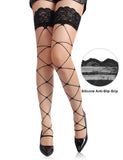 Black Fence Net Thigh Highs Silicone non-slip Stocking