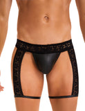 Black Sexy Lace Imitation Leather Men Egypt Underwear