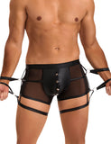 Black Sexy PU Leather See Through Men Briefs