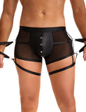 Black Sexy PU Leather See Through Men Briefs