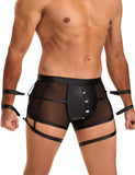 Black Sexy PU Leather See Through Men Briefs