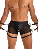 Black Sexy PU Leather See Through Men Briefs