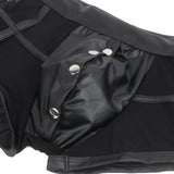 Black Sexy PU Leather See Through Men Briefs