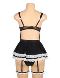 Black Sexy PU Leather Mesh Maid Costume Egypt