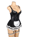 Black Sexy PU Leather Mesh Maid Costume Egypt