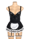 Black Sexy Egypt PU Leather Mesh Maid Costume