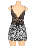 Leopard Print Lace Stitching Strap with Flower Babydoll Egypt