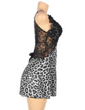 Leopard Print Lace Stitching Strap with Flower Babydoll Egypt