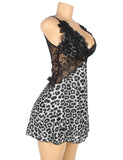 Leopard Print Lace Stitching Strap with Flower Babydoll Egypt