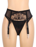 Sexy Eyelash Lace Metal Clips Garter Panty