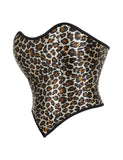 9 Pieces Plastic Bones Leopard Print Off Shoulder Palace Style Zippered Corset