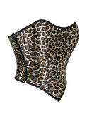 9 Pieces Plastic Bones Leopard Print Off Shoulder Palace Style Zippered Corset