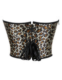 9 Pieces Plastic Bones Leopard Print Off Shoulder Palace Style Zippered Corset