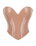 12 Pieces Plastic Bones Nude Sexy PU Leather Strapless Zippered Corset