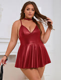 Burgundy PU leather Suspender Sexy Nightdress Egypt