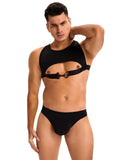 Black Ice Silk Harness Sexy Men Lingerie Set