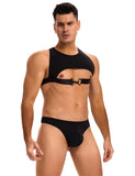 Black Ice Silk Harness Sexy Men Lingerie Set