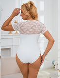 Sexy Lace Openable Crotch Short Sleeves Bodysuit