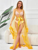 Sexy Robe Egypt Plush Edging Mesh Wide Sleeves With Belt