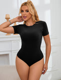 Simple Short Sleeves Open Crotch Bodysuit Lingerie Egypt