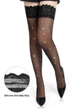 Sexy Lace Rhinestone Fishnet Stockings With Silicone