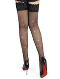 Sexy Lace Rhinestone Fishnet Stockings With Silicone