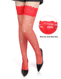 Sexy Lace Rhinestone Fishnet Stockings With Silicone