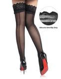 Sexy Lace Vertical Line Stockings With Silicone