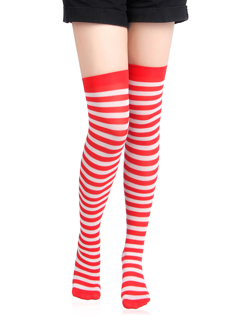 Christmas Green & Red Striped Mesh Stockings