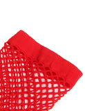 Red Sexy Bow Plush Decoration Christmas Fishnet Gloves