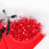 Red Christmas Egypt Sexy Plush Sequin Bodysuit