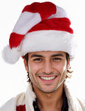 Red Plush Striped Santa Hat