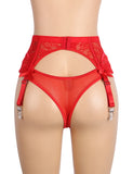 Black & Red  Sexy Lace Bow Metal Clips Garter Panty