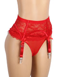 Black & Red  Sexy Lace Bow Metal Clips Garter Panty