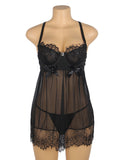 Sexy Eyelash Lace Mesh Cross Straps Push Up Nightdress Egypt
