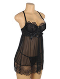 Sexy Eyelash Lace Mesh Cross Straps Push Up Nightdress Egypt
