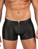 Black Sexy PU Men Underwear With Zipper