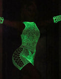 White Sexy Jacquard Hollow Out Luminous Glow In The Dark Bodystocking Egypt