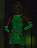 White Sexy Egypt Jacquard Hollow Out Luminous Glow In The Dark Bodystocking