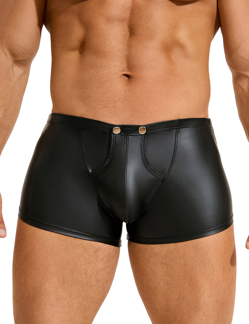 Black Sexy PU Leather Open Crotch Men Boxer Egypt