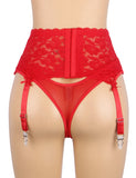 Black & Red Sexy Lace Metal Clips Garter Panty