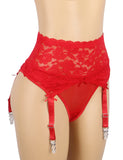 Black & Red Sexy Lace Metal Clips Garter Panty