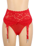 Black & Red Sexy Lace Metal Clips Garter Panty